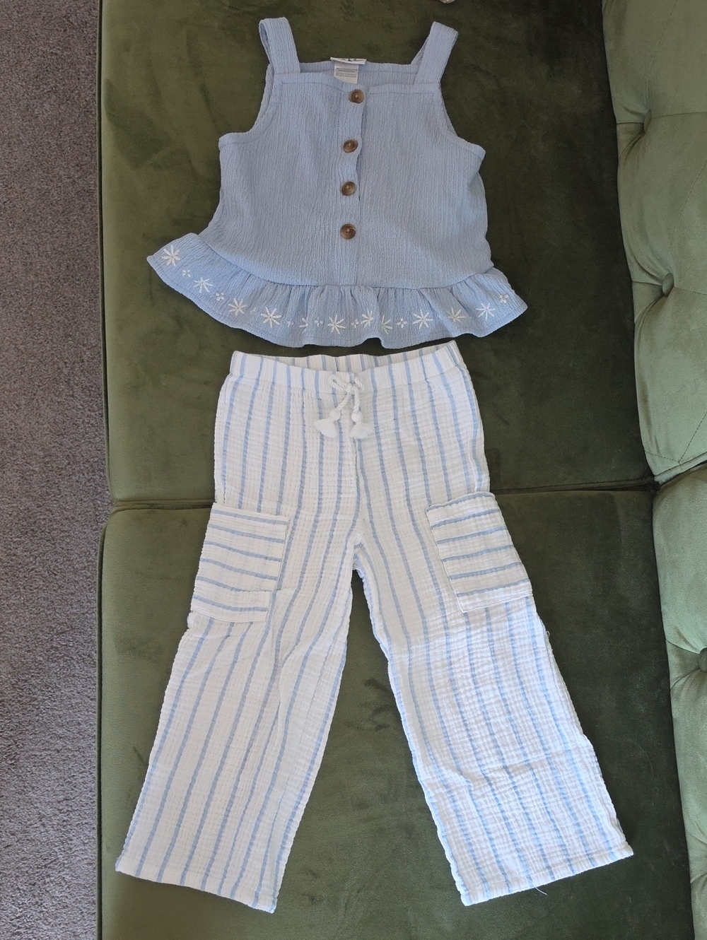Nicole Miller Light Blue & White Girls Matching Top and Pants Set
